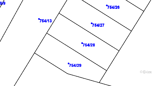 Parcela st. 754/28 v KÚ Ludkovice, Katastrální mapa