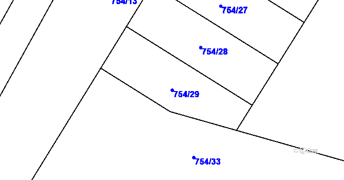 Parcela st. 754/29 v KÚ Ludkovice, Katastrální mapa