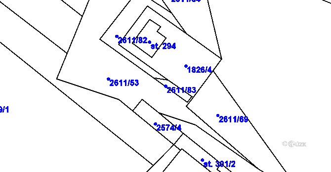 Parcela st. 2611/83 v KÚ Ludkovice, Katastrální mapa