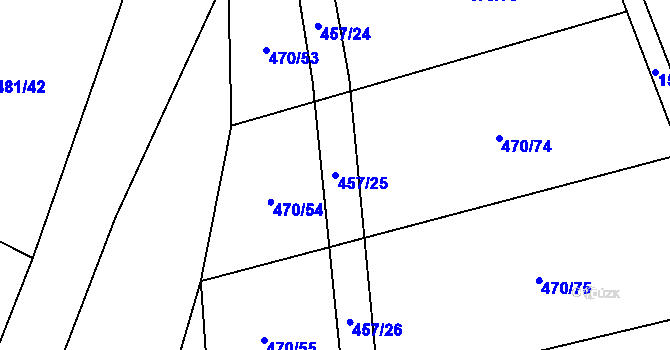Parcela st. 457/25 v KÚ Ludmírov, Katastrální mapa
