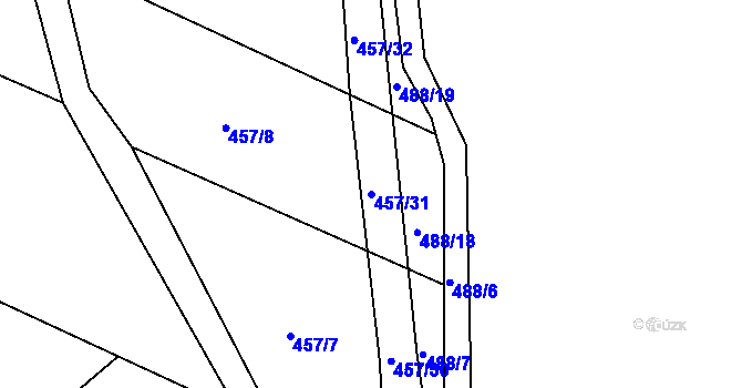 Parcela st. 457/31 v KÚ Ludmírov, Katastrální mapa