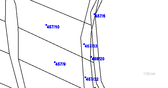 Parcela st. 457/33 v KÚ Ludmírov, Katastrální mapa