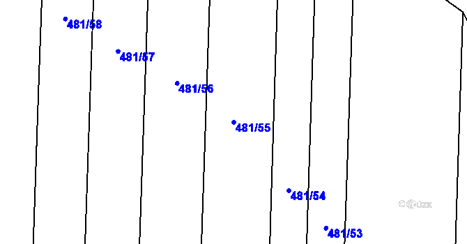 Parcela st. 481/55 v KÚ Ludmírov, Katastrální mapa