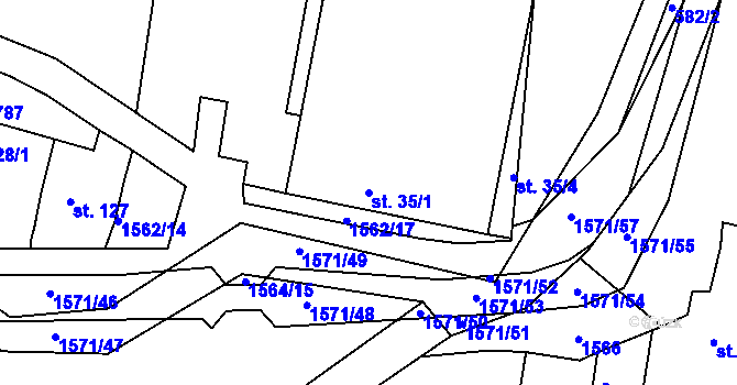 Parcela st. 35/1 v KÚ Ludmírov, Katastrální mapa