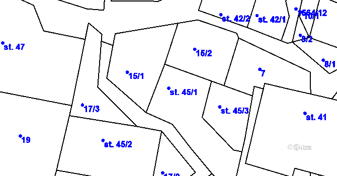 Parcela st. 45/1 v KÚ Ludmírov, Katastrální mapa