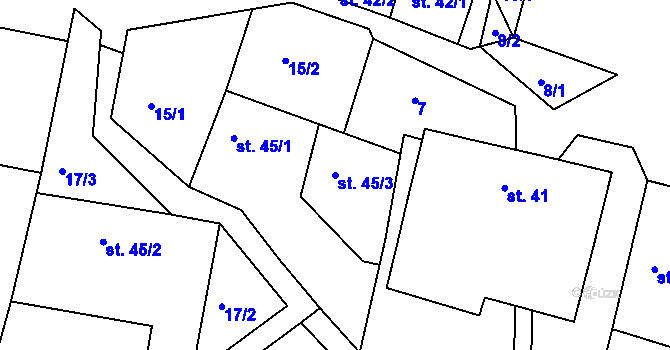 Parcela st. 45/3 v KÚ Ludmírov, Katastrální mapa