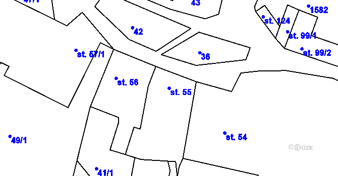 Parcela st. 55 v KÚ Ludmírov, Katastrální mapa