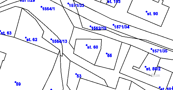 Parcela st. 60 v KÚ Ludmírov, Katastrální mapa