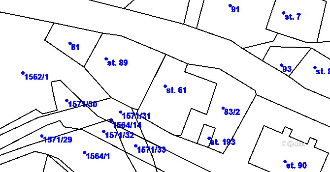 Parcela st. 61 v KÚ Ludmírov, Katastrální mapa