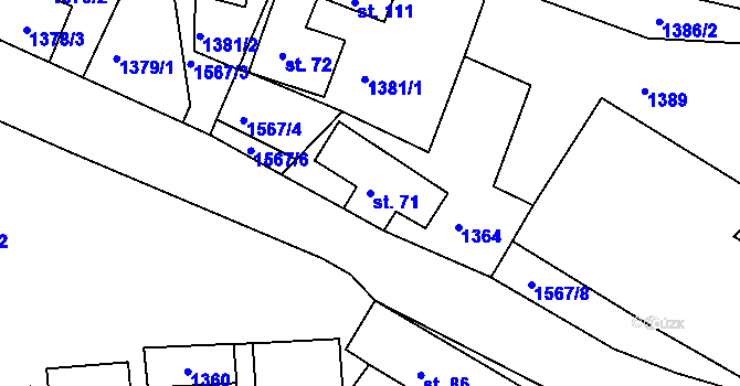 Parcela st. 71 v KÚ Ludmírov, Katastrální mapa