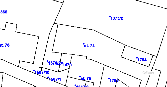 Parcela st. 74 v KÚ Ludmírov, Katastrální mapa