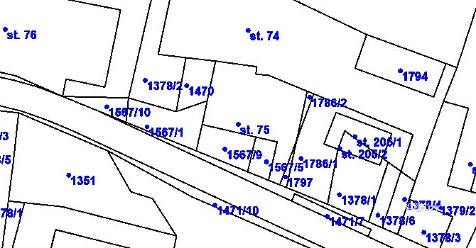 Parcela st. 75 v KÚ Ludmírov, Katastrální mapa