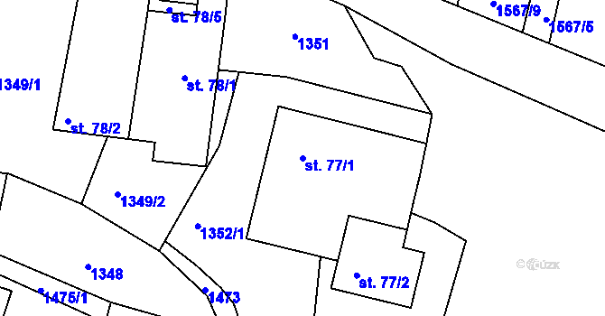 Parcela st. 77/1 v KÚ Ludmírov, Katastrální mapa