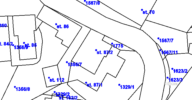Parcela st. 87/2 v KÚ Ludmírov, Katastrální mapa