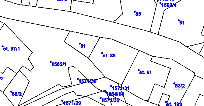Parcela st. 89 v KÚ Ludmírov, Katastrální mapa
