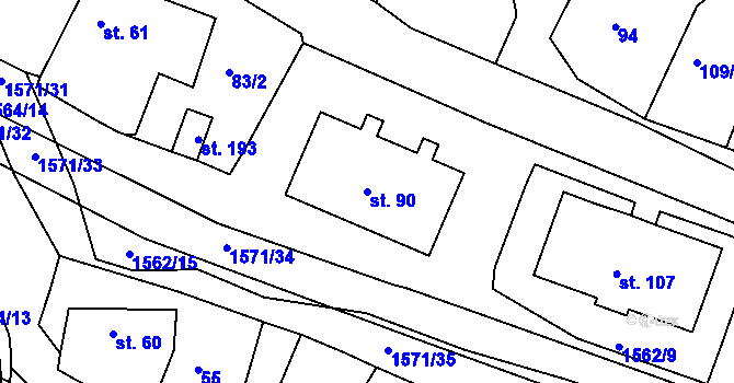Parcela st. 90 v KÚ Ludmírov, Katastrální mapa