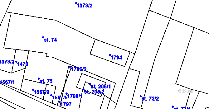 Parcela st. 100 v KÚ Ludmírov, Katastrální mapa