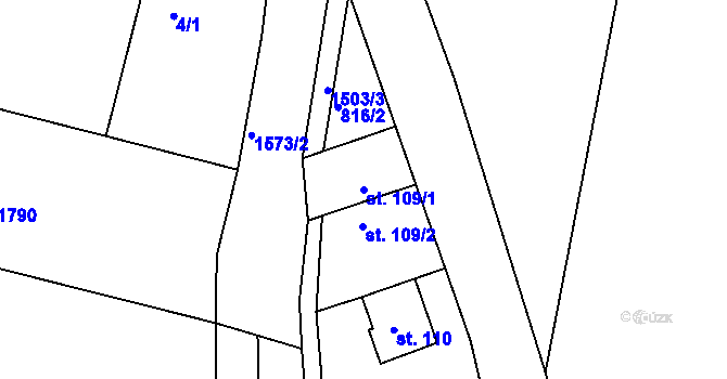 Parcela st. 109/1 v KÚ Ludmírov, Katastrální mapa