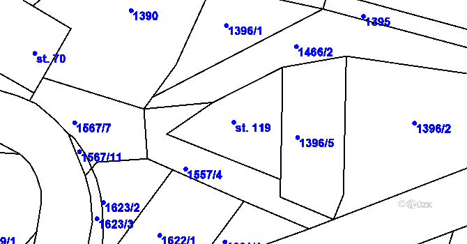 Parcela st. 119 v KÚ Ludmírov, Katastrální mapa