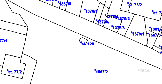 Parcela st. 128 v KÚ Ludmírov, Katastrální mapa