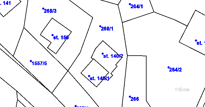Parcela st. 140/2 v KÚ Ludmírov, Katastrální mapa