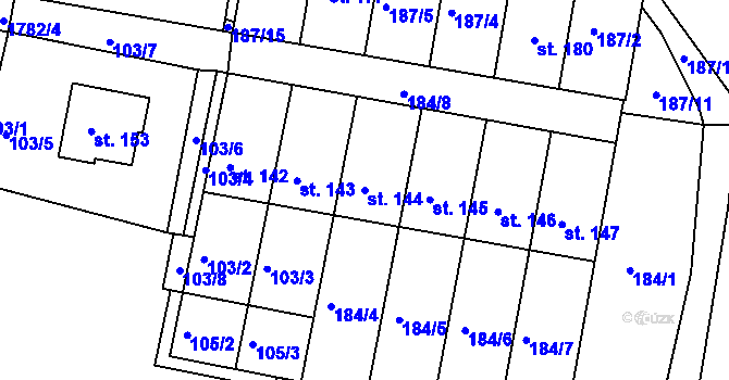 Parcela st. 144 v KÚ Ludmírov, Katastrální mapa