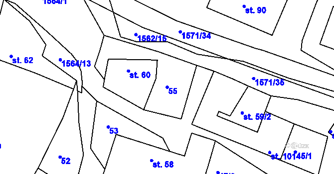 Parcela st. 55 v KÚ Ludmírov, Katastrální mapa