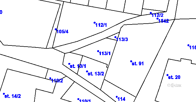Parcela st. 113/1 v KÚ Ludmírov, Katastrální mapa
