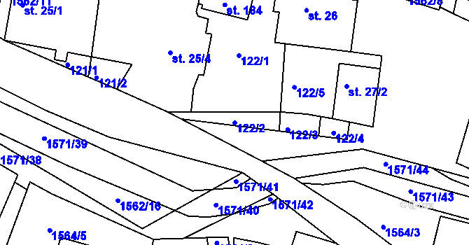 Parcela st. 122/2 v KÚ Ludmírov, Katastrální mapa