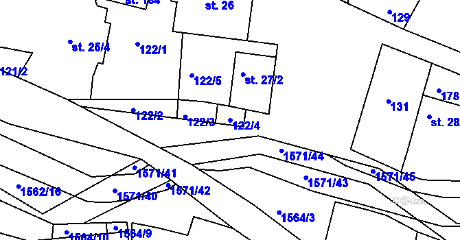 Parcela st. 122/4 v KÚ Ludmírov, Katastrální mapa