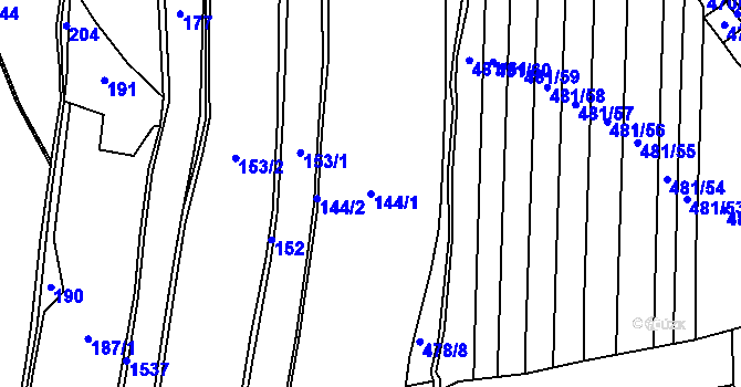 Parcela st. 144/1 v KÚ Ludmírov, Katastrální mapa