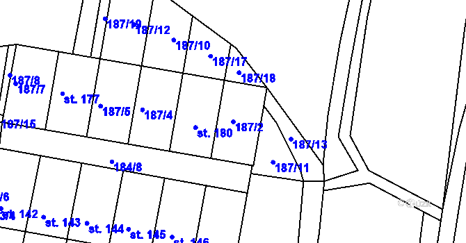 Parcela st. 187/2 v KÚ Ludmírov, Katastrální mapa