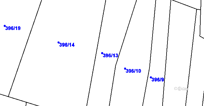 Parcela st. 396/13 v KÚ Ludmírov, Katastrální mapa