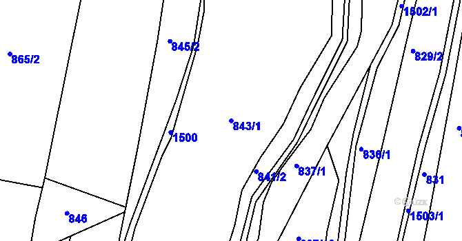 Parcela st. 843/1 v KÚ Ludmírov, Katastrální mapa