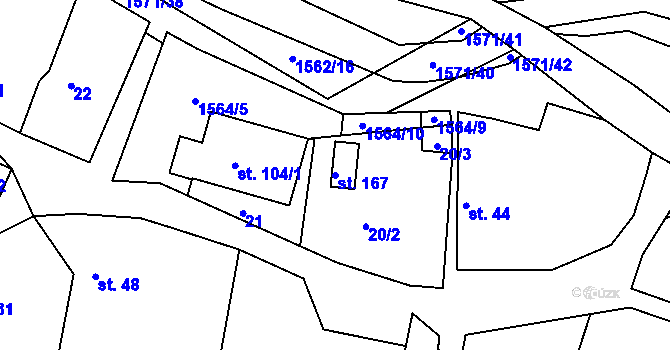 Parcela st. 167 v KÚ Ludmírov, Katastrální mapa