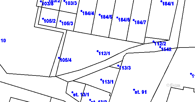 Parcela st. 112/1 v KÚ Ludmírov, Katastrální mapa