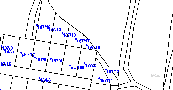 Parcela st. 187/18 v KÚ Ludmírov, Katastrální mapa