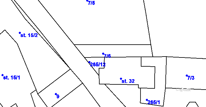 Parcela st. 7/6 v KÚ Milkov na Moravě, Katastrální mapa