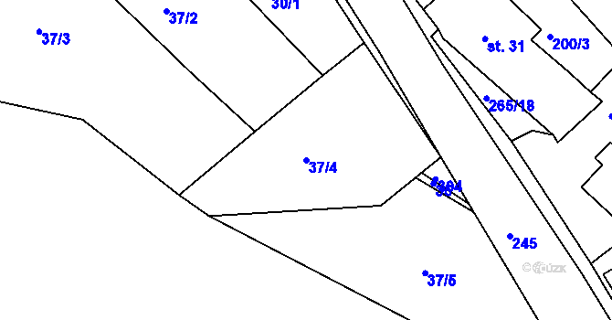 Parcela st. 37/4 v KÚ Milkov na Moravě, Katastrální mapa