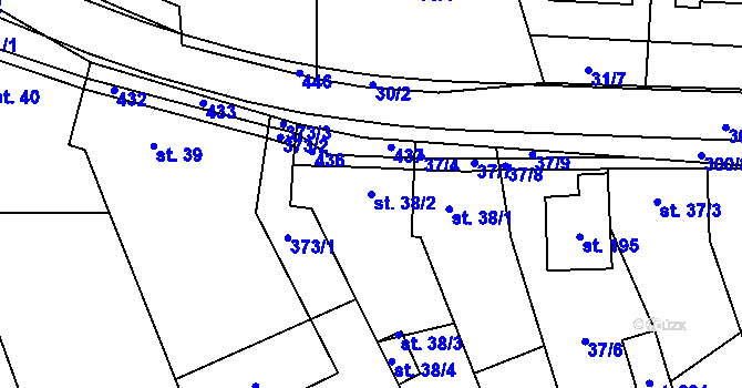 Parcela st. 38/2 v KÚ Ludslavice, Katastrální mapa