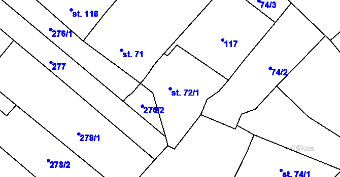 Parcela st. 72/1 v KÚ Ludslavice, Katastrální mapa