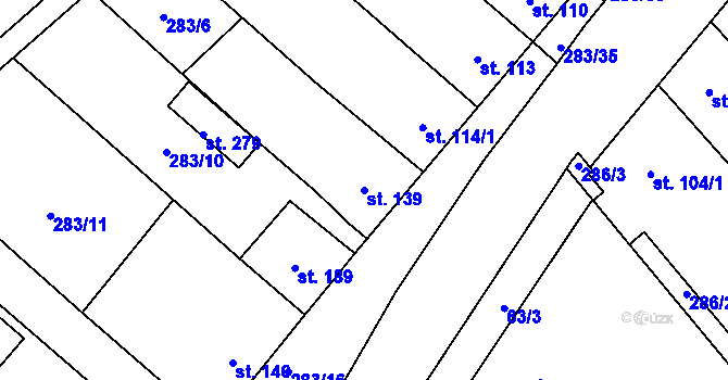 Parcela st. 139 v KÚ Ludslavice, Katastrální mapa