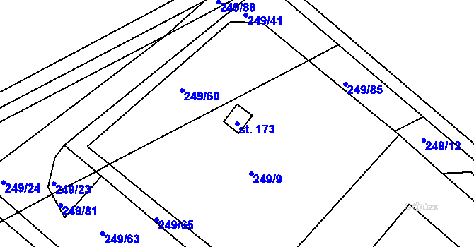 Parcela st. 173 v KÚ Ludslavice, Katastrální mapa