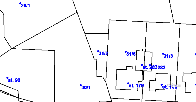 Parcela st. 31/2 v KÚ Ludslavice, Katastrální mapa