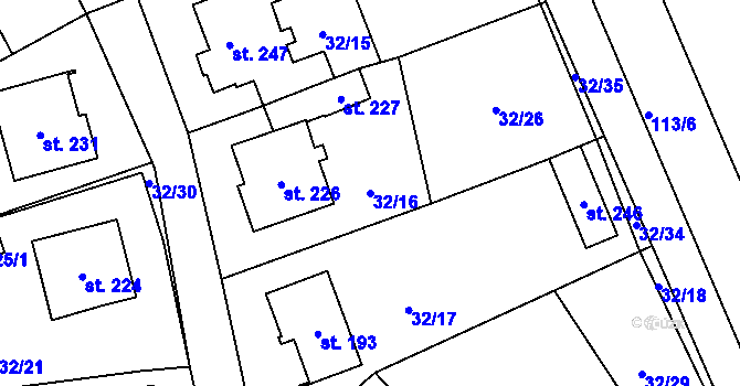 Parcela st. 32/16 v KÚ Ludslavice, Katastrální mapa