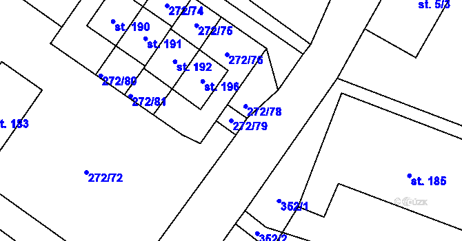 Parcela st. 272/79 v KÚ Ludslavice, Katastrální mapa