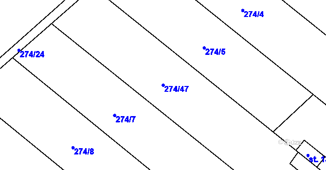 Parcela st. 274/47 v KÚ Ludslavice, Katastrální mapa