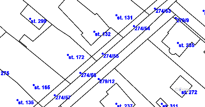 Parcela st. 274/55 v KÚ Ludslavice, Katastrální mapa