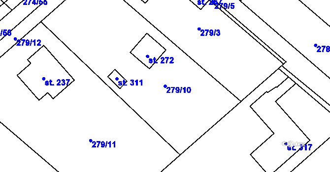 Parcela st. 279/10 v KÚ Ludslavice, Katastrální mapa