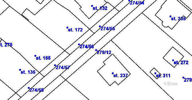 Parcela st. 279/12 v KÚ Ludslavice, Katastrální mapa